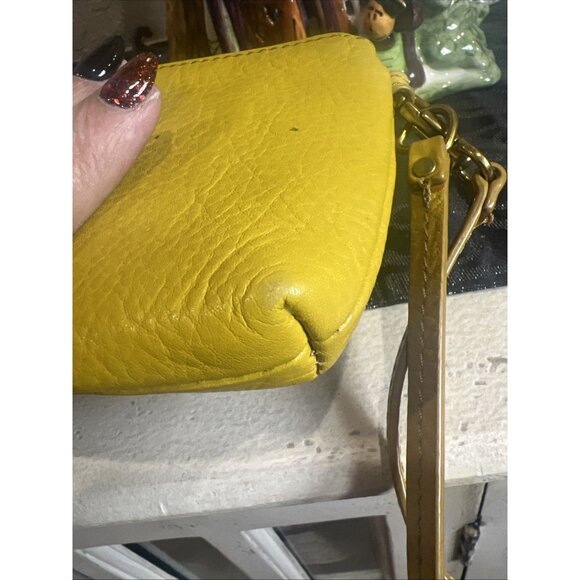 Fossil Leather Yellow Mustard Studded Wristlet Wallet - Picture 6 of 15